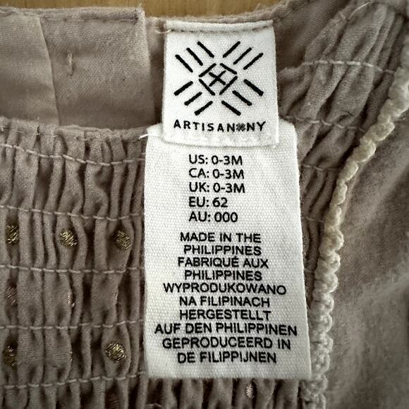 Artisan NY Smock Dress Long Sleeve Glittered Button Back Closure Gray 0-3M - Picture 2 of 4